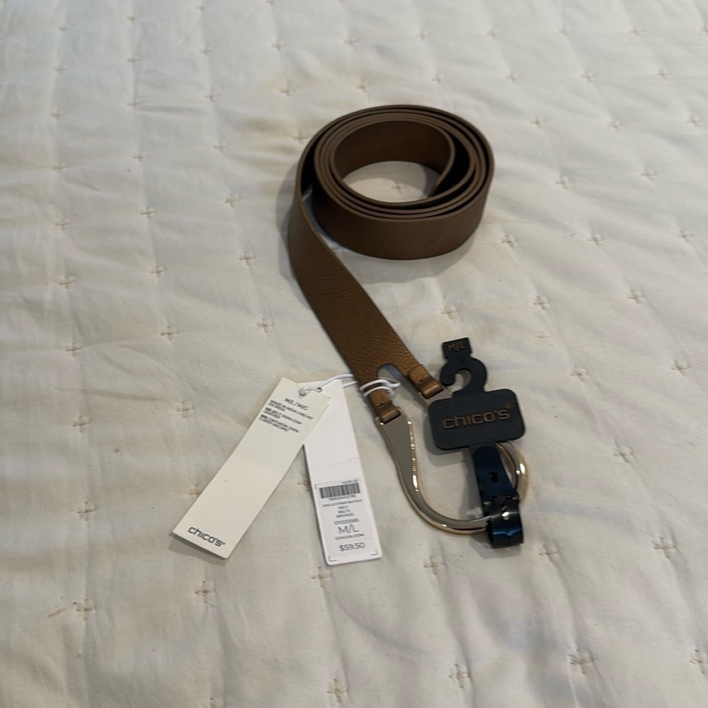 New! Chicos bronze leather belt M/L